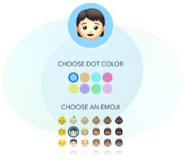 graphic of emoji design widget showing color and images choices